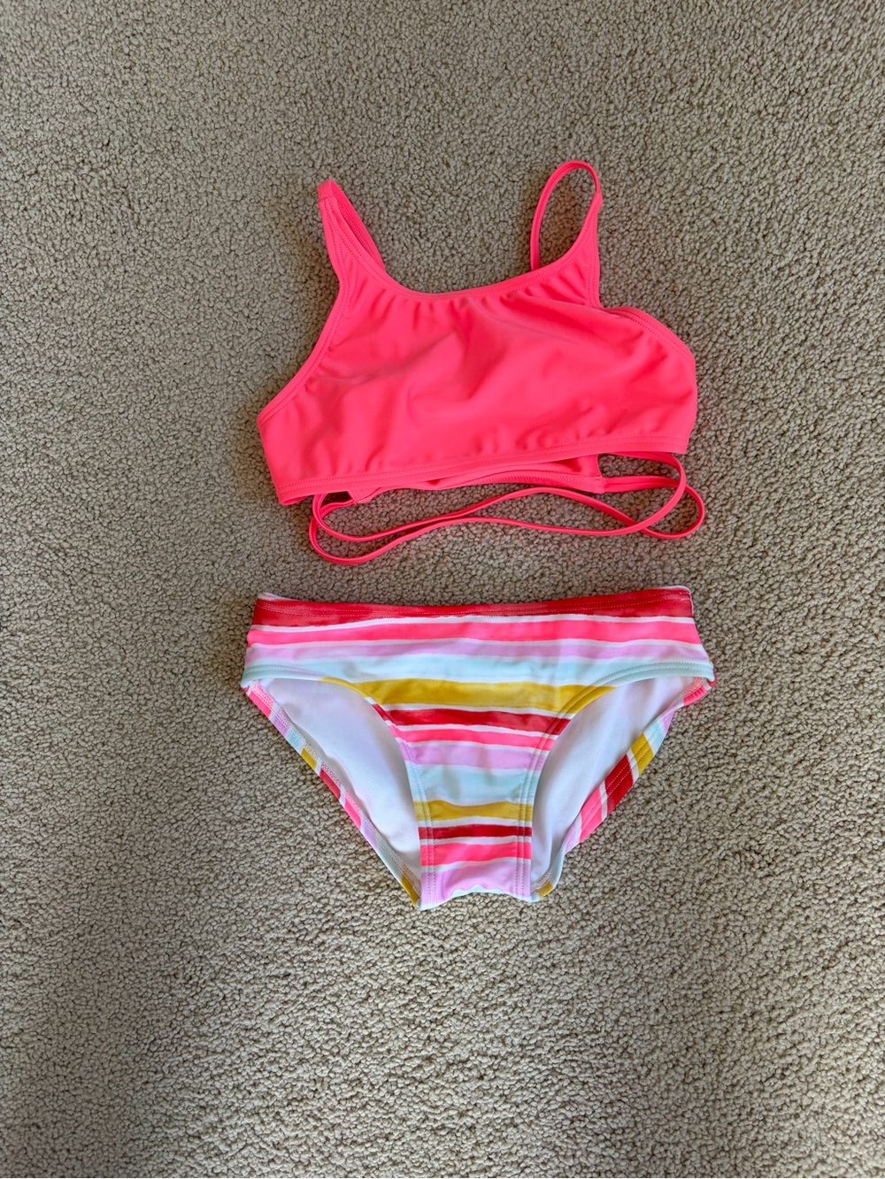 art class Neon Pink and Multi-Stripe Bikini Set